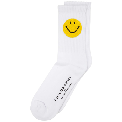 Shop Philosophy Di Lorenzo Serafini Smiley Knee High Socks In Bianco