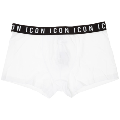 Shop Dsquared2 Be Icon Boxer Shorts In Bianco