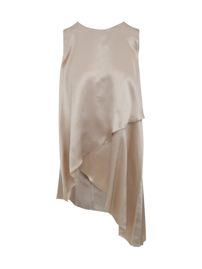 Shop Antonelli Long Top With Panel In Beige