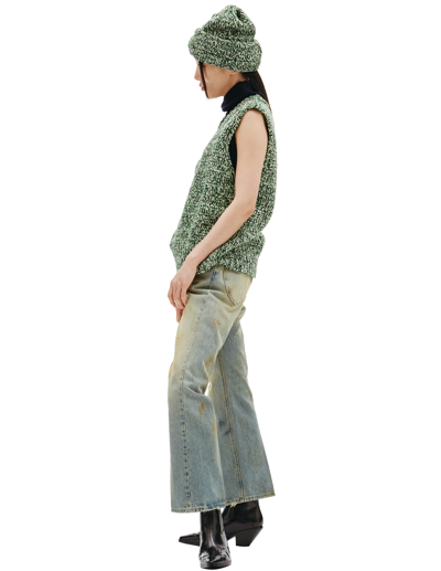 Maison Margiela Knitted V-neck Vest In Green | ModeSens