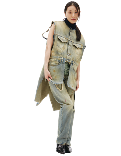 Maison Margiela Asymmetrical Distressed Denim Vest In Blue