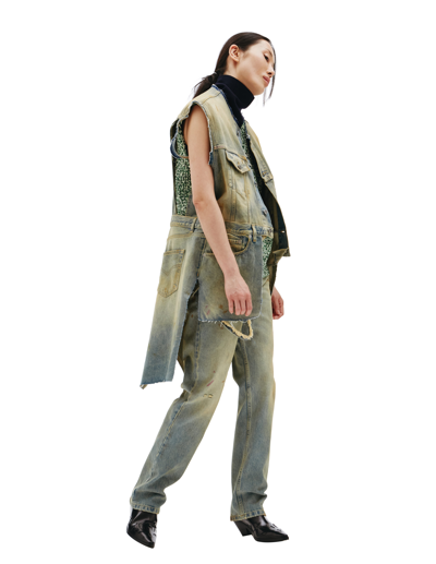 Maison Margiela Asymmetrical Distressed Denim Vest In Blue