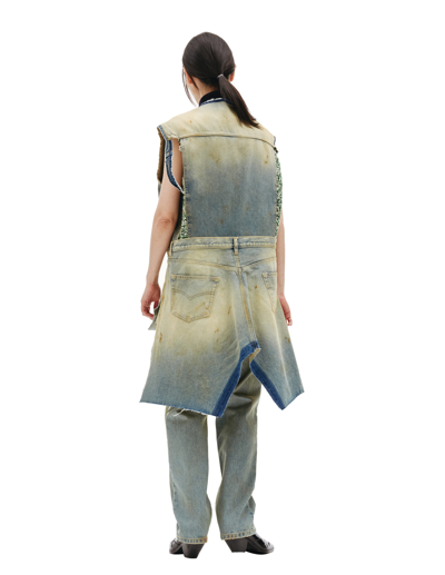 Maison Margiela Asymmetrical Distressed Denim Vest In Blue