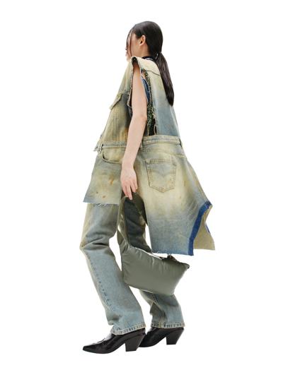 Maison Margiela Asymmetrical Distressed Denim Vest In Blue