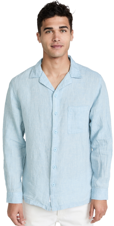 Shop Onia Linen Home Overshirt In Salty Water