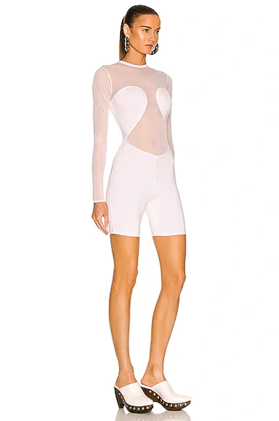 Shop Alaïa Second Skin Biker Short Romper In Blanc