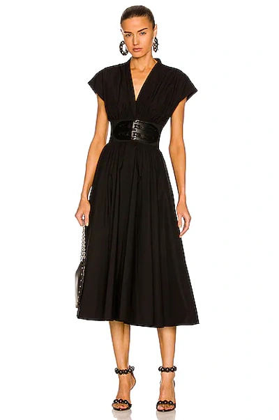 Shop Alaïa Pleated Trapeze Dress In Noir