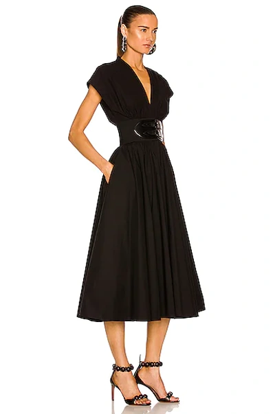 Shop Alaïa Pleated Trapeze Dress In Noir