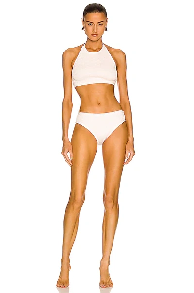 Shop Bottega Veneta Nylon Crinkle Bikini Set In White