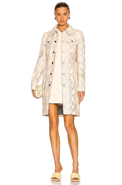 Shop Bottega Veneta Faded Python Print Coat In Cantaloupe & Black