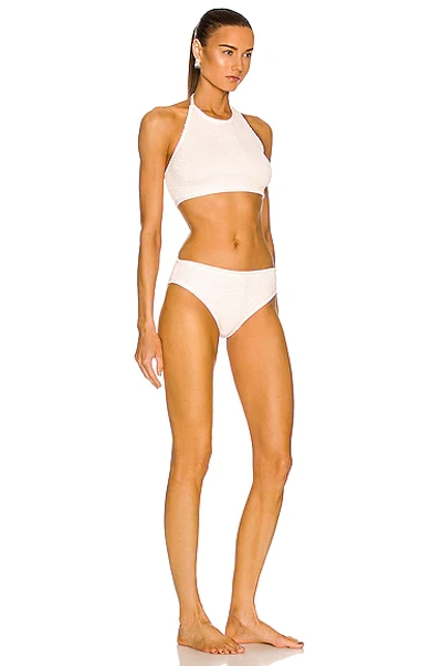 Shop Bottega Veneta Nylon Crinkle Bikini Set In White