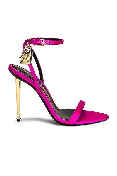 Tom Ford 105mm Lock Metallic Stiletto Sandals In Pink | ModeSens