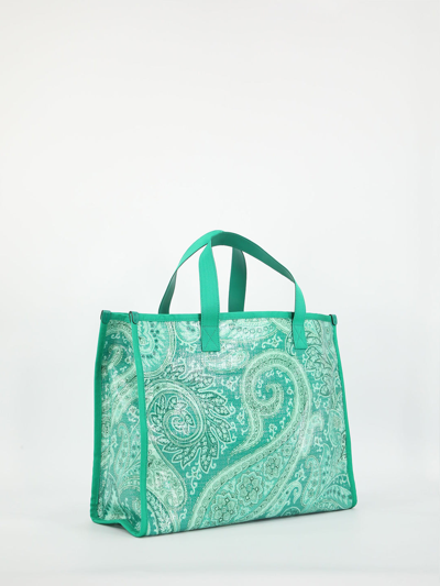 Shop Etro Paisley Shopping Bag In Green