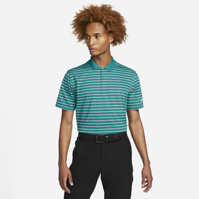 Shop Nike Dri-fit Victory Men's Striped Golf Polo In Bright Spruce,white