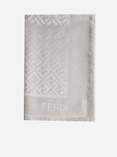 Shop Fendi Ff Motif Silk And Wool Shawl