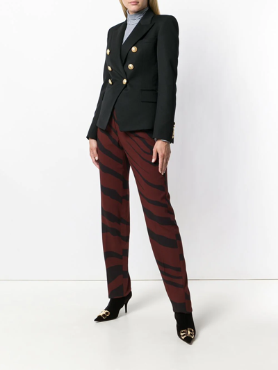 Roberto Cavalli Zebra Print Trousers In Red