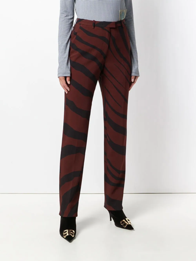 Roberto Cavalli Zebra Print Trousers In Red