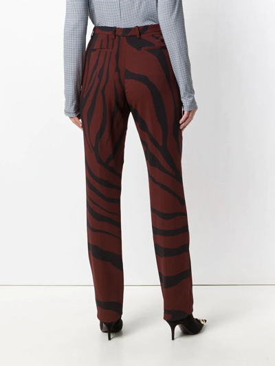 Roberto Cavalli Zebra Print Trousers In Red