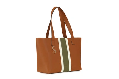 Shop Strathberry S Cabas In Green / White / Brown