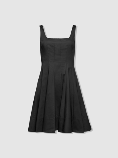 Shop Staud Mini Wells Square Neck Dress In Black