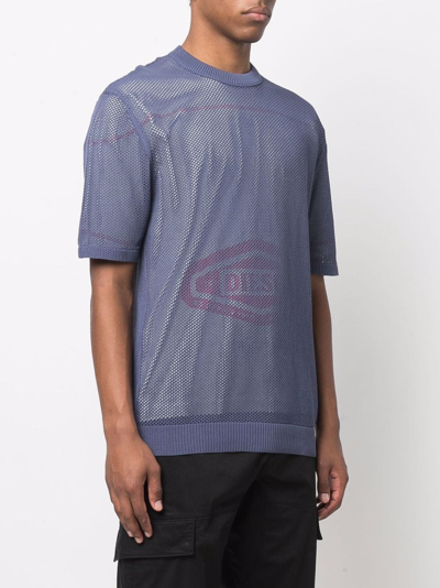 Diesel Logo-print Mesh T-shirt In Blue