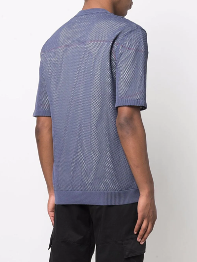 Diesel Logo-print Mesh T-shirt In Blue