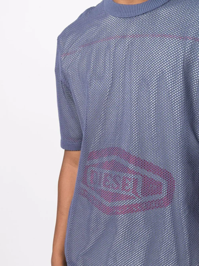 Diesel Logo-print Mesh T-shirt In Blue