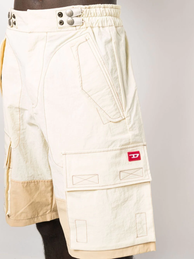 Diesel Panelled Multi-pocket Cargo Shorts In Neutrals