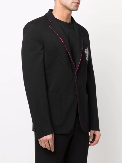 Shop Roberto Cavalli Single-breasted Tailored Blazer In Black