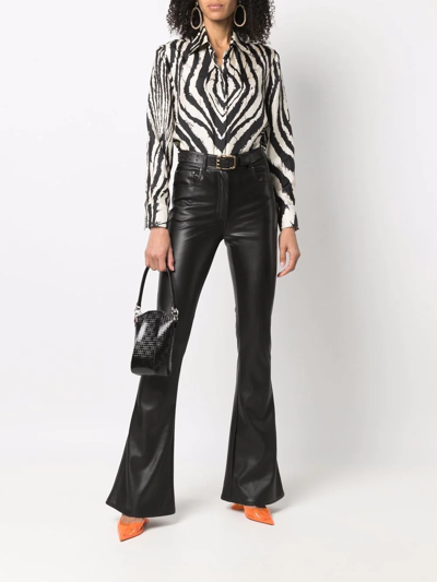 Shop Roberto Cavalli Zebra-print Silk Shirt In Black