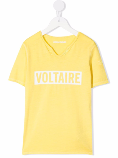 Zadig & Voltaire Teen Logo-print Short-sleeved T-shirt In Yellow