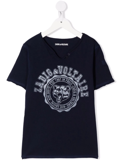 Shop Zadig & Voltaire Logo-print Short-sleeved T-shirt In Blue