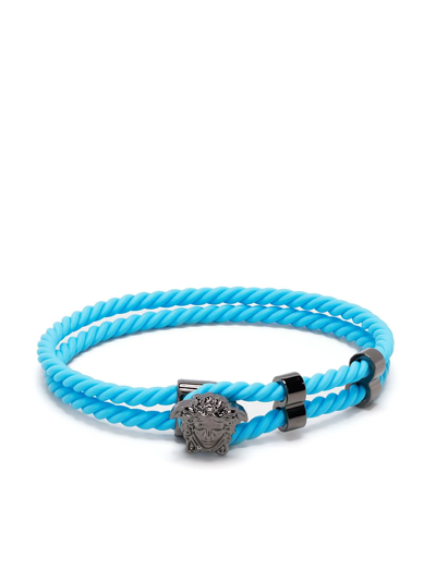 Shop Versace Medusa Head Rope Bracelet In Blue