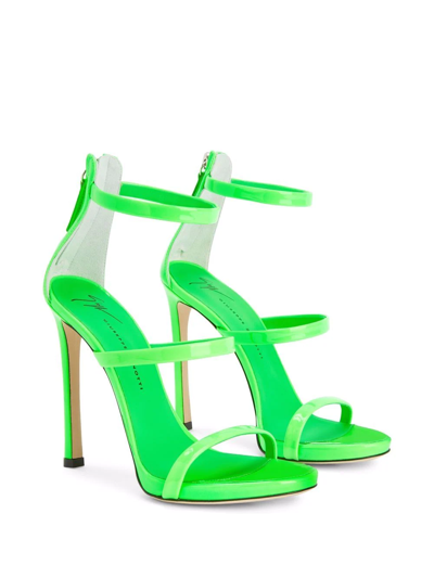 Shop Giuseppe Zanotti Harmony Patent Leather Sandals In Green