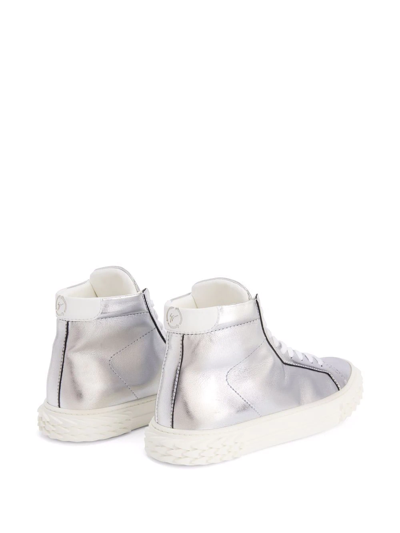 Giuseppe Zanotti Ecoblabber Metallic High-top Sneakers In Silver