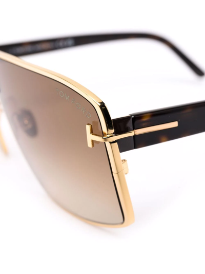 Shop Tom Ford Oversize Reno Sunglasses In Gold