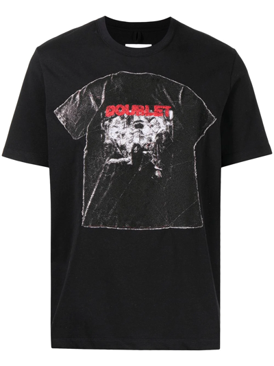 Shop Doublet Photo Stitch Graphic-print T-shirt In Black