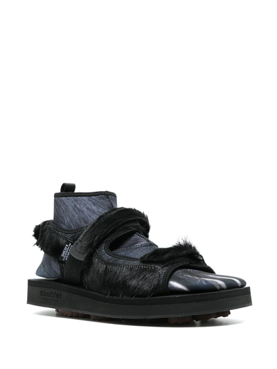Shop Doublet Animal-foot Layered Sandals In Black