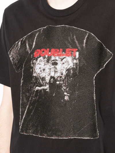 Shop Doublet Photo Stitch Graphic-print T-shirt In Black