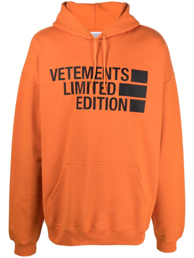 Vetements Logo-print Cotton-blend Sweatshirt In Orange | ModeSens