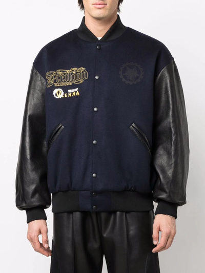Shop Vetements Maybe Mental College Jacket In Blue