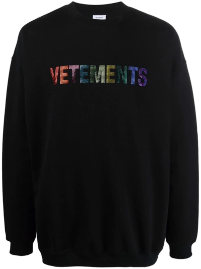 Shop Vetements Rainbow Stud Logo Sweatshirt In Black