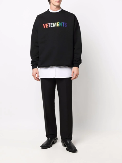 Shop Vetements Rainbow Stud Logo Sweatshirt In Black