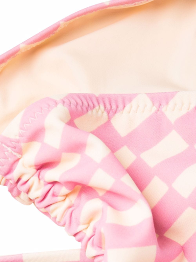 Shop Nanushka Check Halterneck Bikini Top In Pink