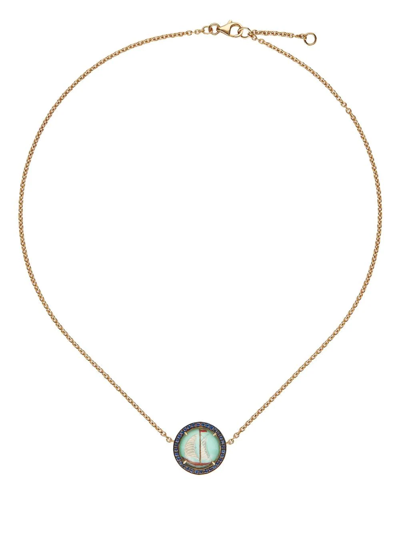 Shop Francesca Villa 18kt Yellow Gold In The Deep Blue Sapphire Necklace
