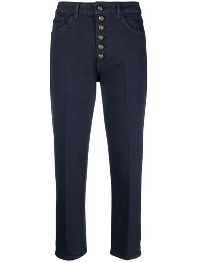 Shop Dondup High-waisted Cropped Jeans In Blue