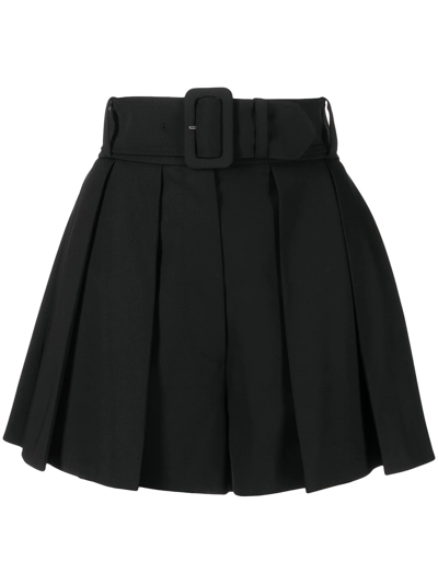 Shop Patou Logo-waistband Pleated Shorts In Black