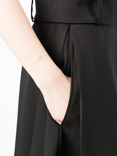 Shop Patou Logo-waistband Pleated Shorts In Black