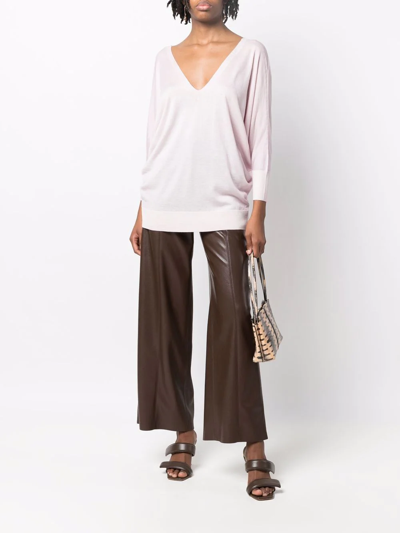 Shop Malo V-neck Cashmere-blend Top In Pink