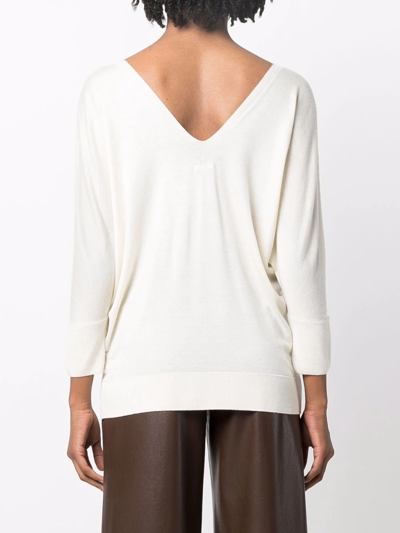 Shop Malo V-neck Cashmere-blend Jumper In Neutrals